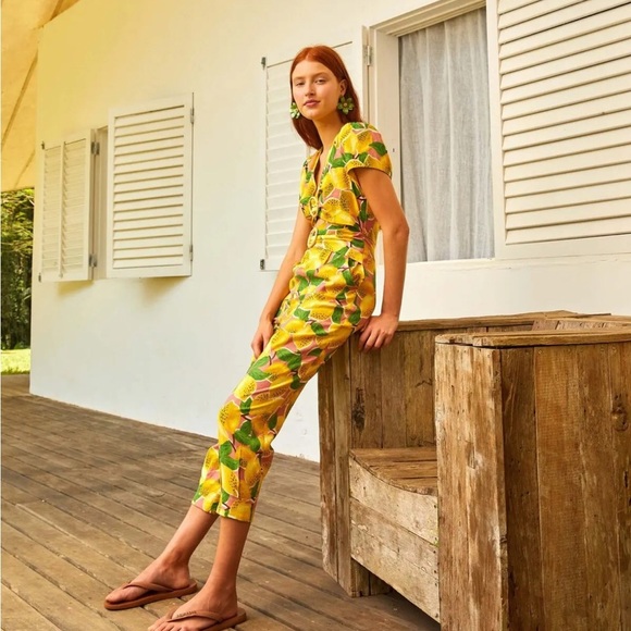 FARM Rio Lemons Cutout Crop Jumpsuit S - Picture 1 of 6
